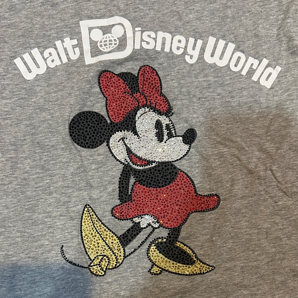 Disney Gray Tee with Minnie Mouse and Red Bow